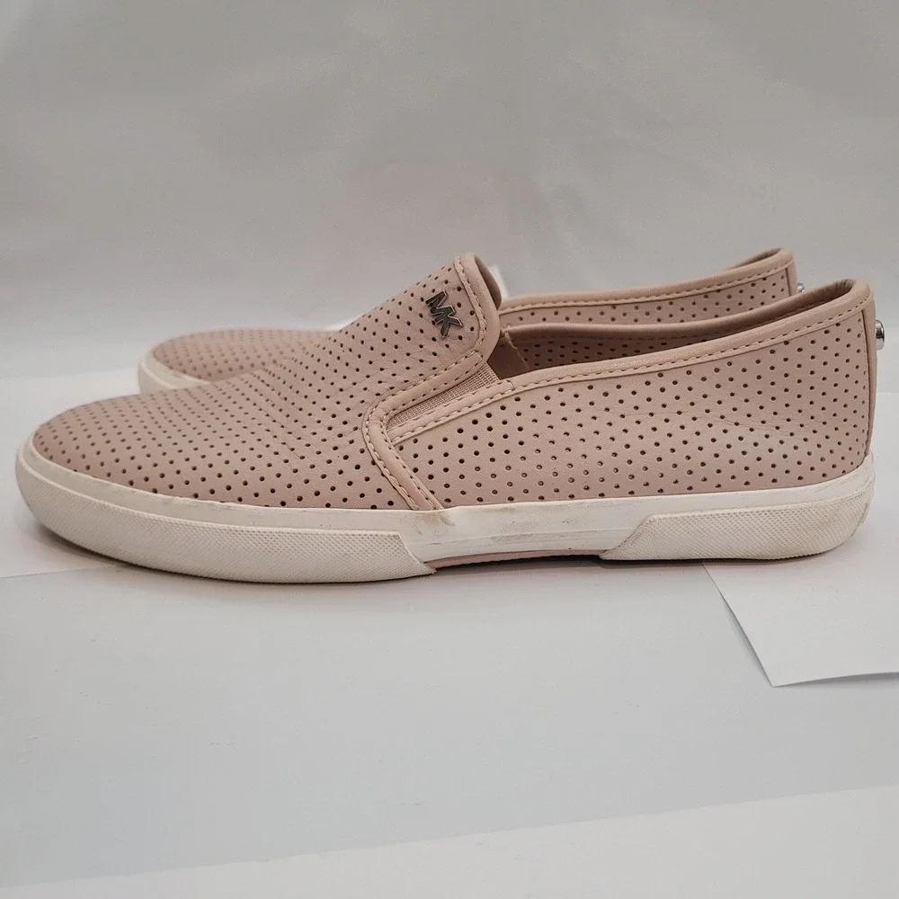 Michael Kors Keaton Slip-On Sneakers Womens 8M Pink Perforated Leather Excellent